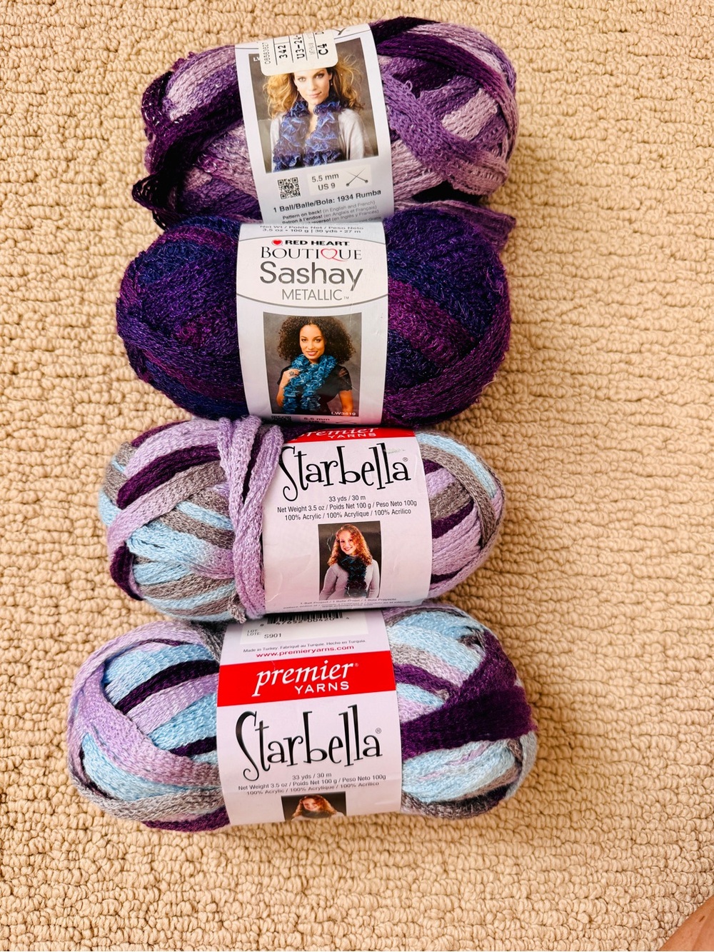 Red Heart Boutique Sashay & Premier Starbella Purple Multi Yarn Pack